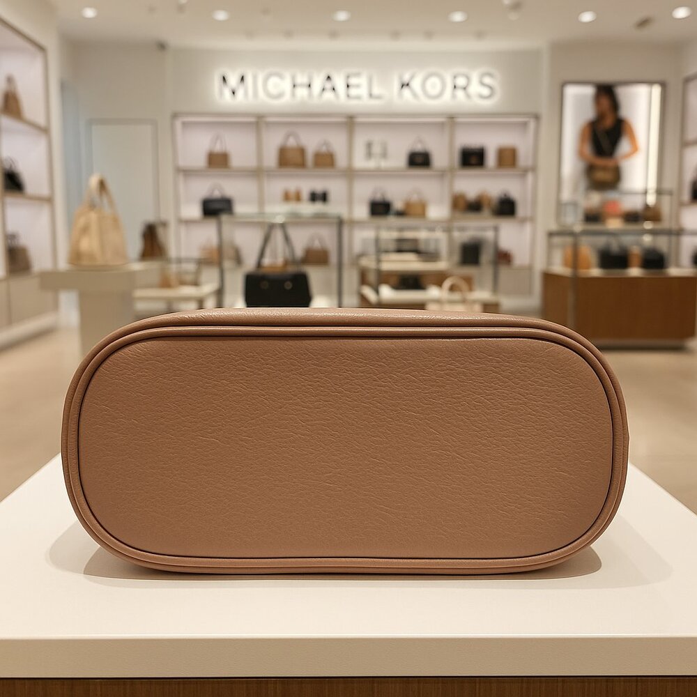 Michael Kors Pebbled Leather Crossbody Bag Taupe Gold Hardware Purse - Picture 2 of 5